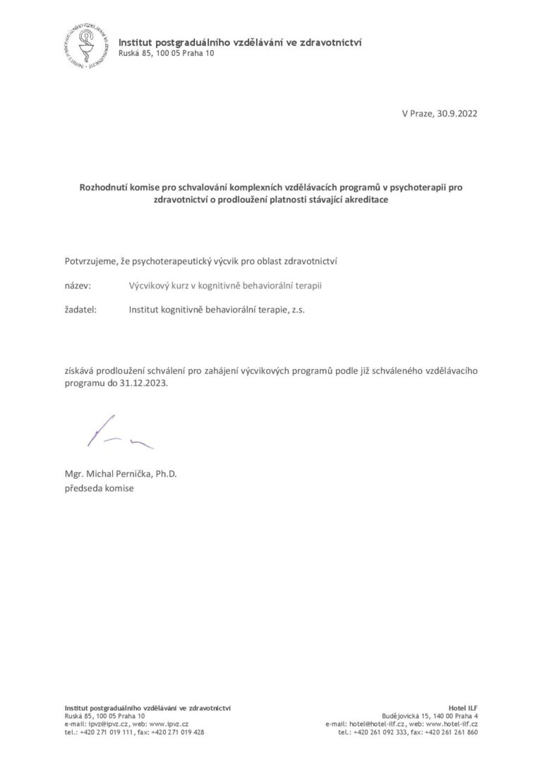 Potvrzení o prodloužení akreditace_Institut KBT_do 2023